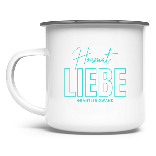 Bayerische Emaille Tasse Hoamat Liebe - Mint - Grantler Gwand