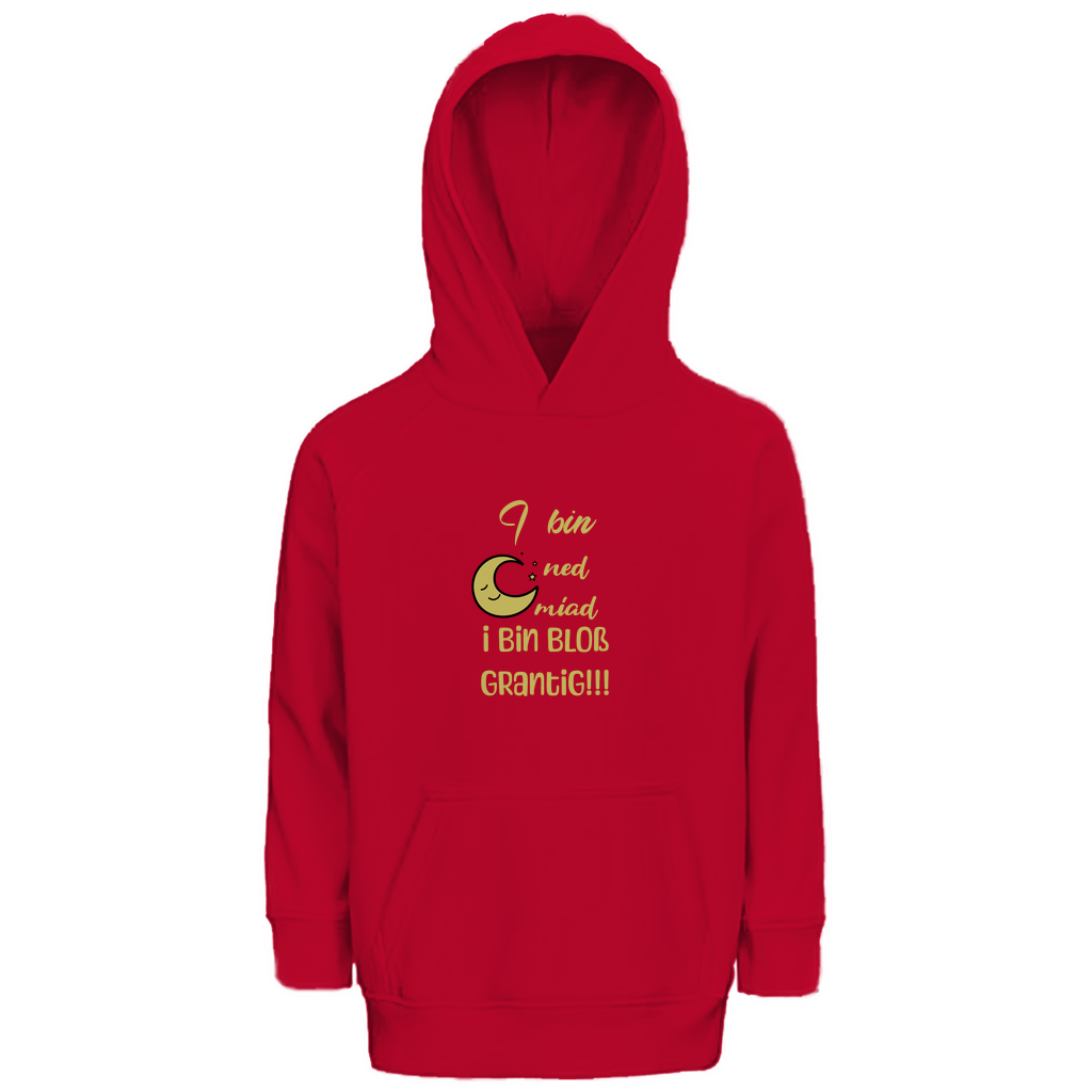 Bayerischer Kinder Premium Bio Hoodie I bin ned miad, i bin bloß grantig - gelb - Grantler Gwand