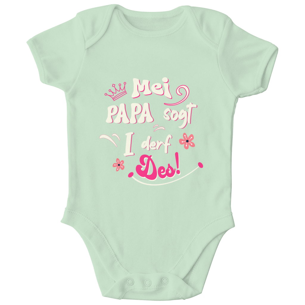 Bayerischer Baby Bio Body Mei Papa sogt I derf des - pink - Grantler Gwand