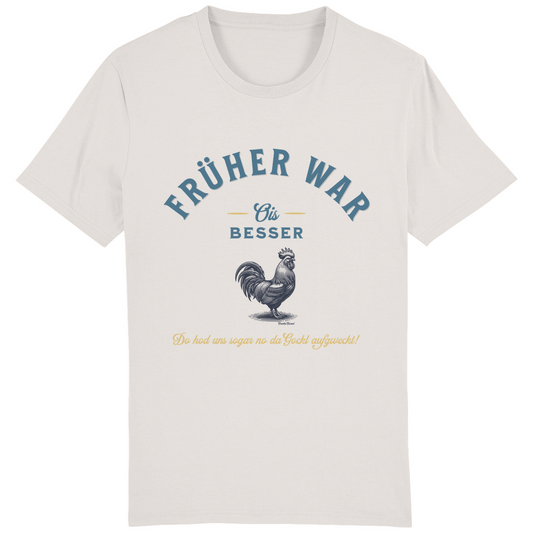 Bayerisches Herren T-Shirt Früher war ois besser - blau/gold - Grantler Gwand