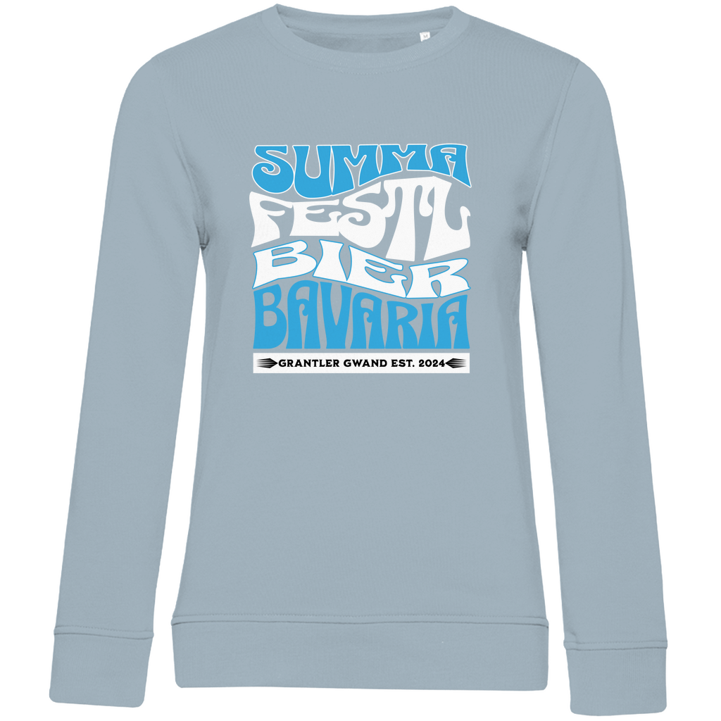 Damen Premium Bio Sweatshirt Summa, Festl, Bier, Bavaria - blau/weiß