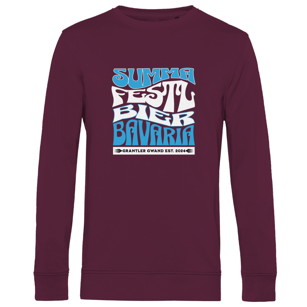 Herren Premium Bio Sweatshirt Summa, Festl, Bier, Bavaria - blau/weiß