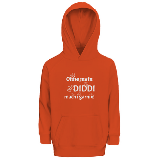 Bayerischer Kinder Premium Bio Hoodie Ohne mein Diddi - weiß - Grantler Gwand
