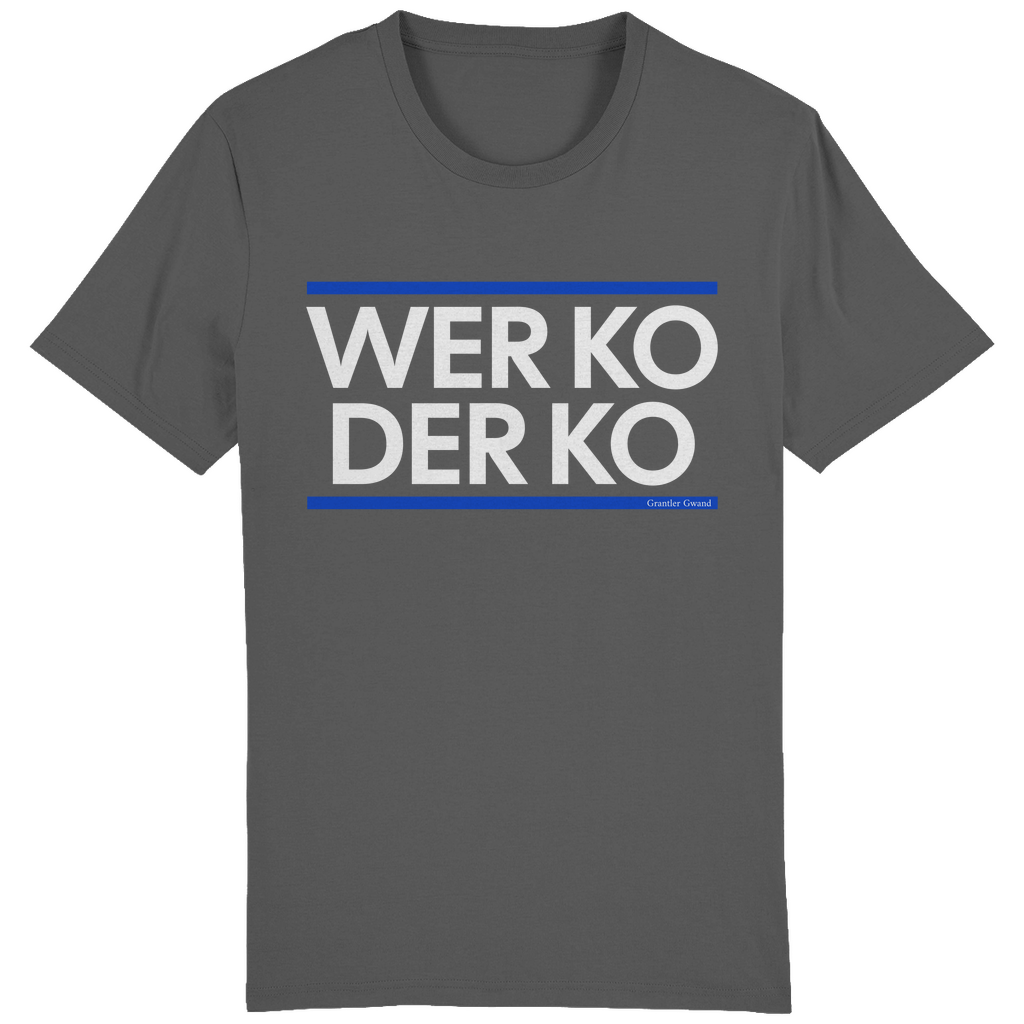 Herren T-Shirt wer ko der ko - blau/weiß - bayerisches Gwand