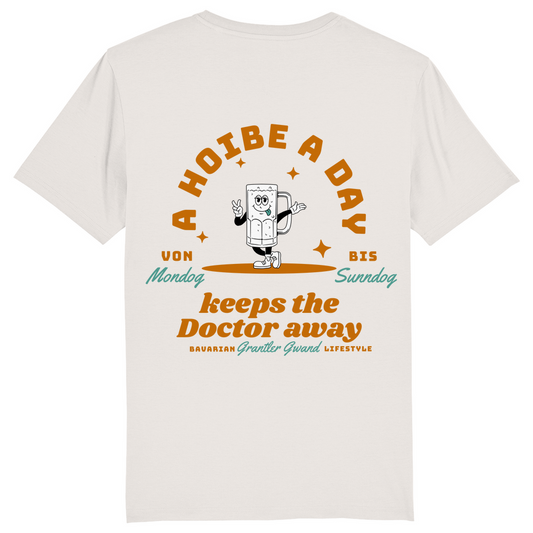 Bayerisches Herren T-Shirt A Hoibe away keeps the doctor away - FRONT-UND BACKPRINT - Grantler Gwand