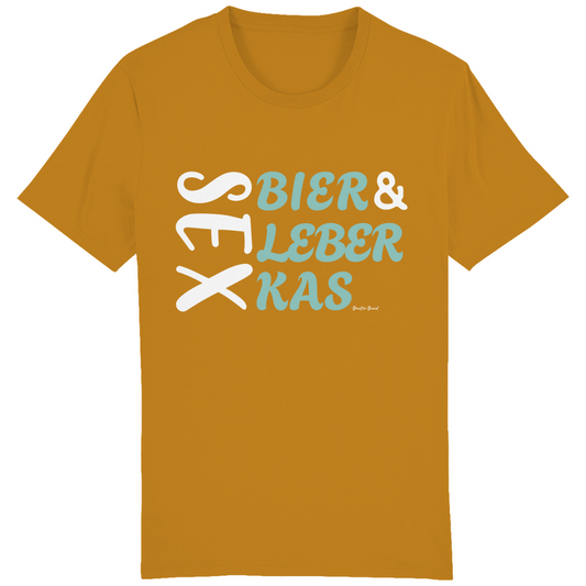 Bayerisches Herren T-Shirt Sex, Bier, Leberkas - grün/weiß - Grantler Gwand