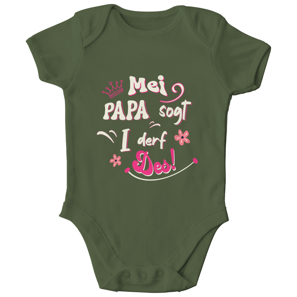 Bayerischer Baby Bio Body Mei Papa sogt I derf des - pink - Grantler Gwand