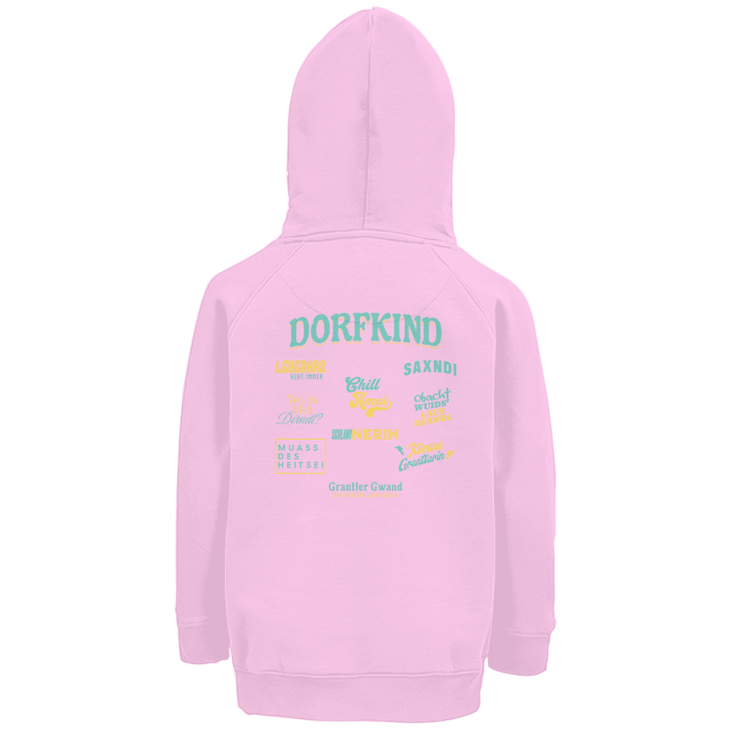Bayerischer Kinder Premium Bio Hoodie - Dorfkind - Grün/Gelb - Grantler Gwand