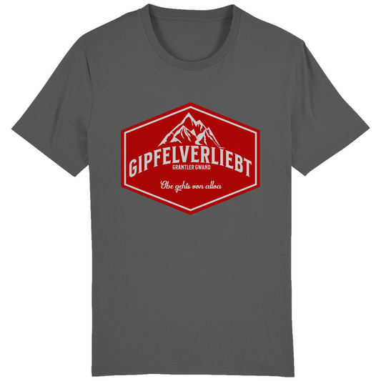 Bayerisches Herren T-Shirt Gipfelverliebt Wappen- rot - Grantler Gwand