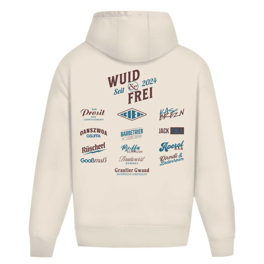 Bayerischer Heavy Oversize Hoodie Unisex - Wuid & Frei Dorfleben - Grantler Gwand