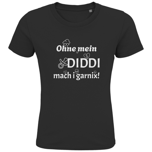 Bayerisches Kinder  Premium Bio T-Shirt Ohne mein Diddi - weiß - Grantler Gwand