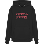 Schwarzer Unisex Hoodie mit rotem „Bierle & Amore“-Frontprint – bayerische Streetwear von Grantler Gwand im modernen, minimalistischen Look.
