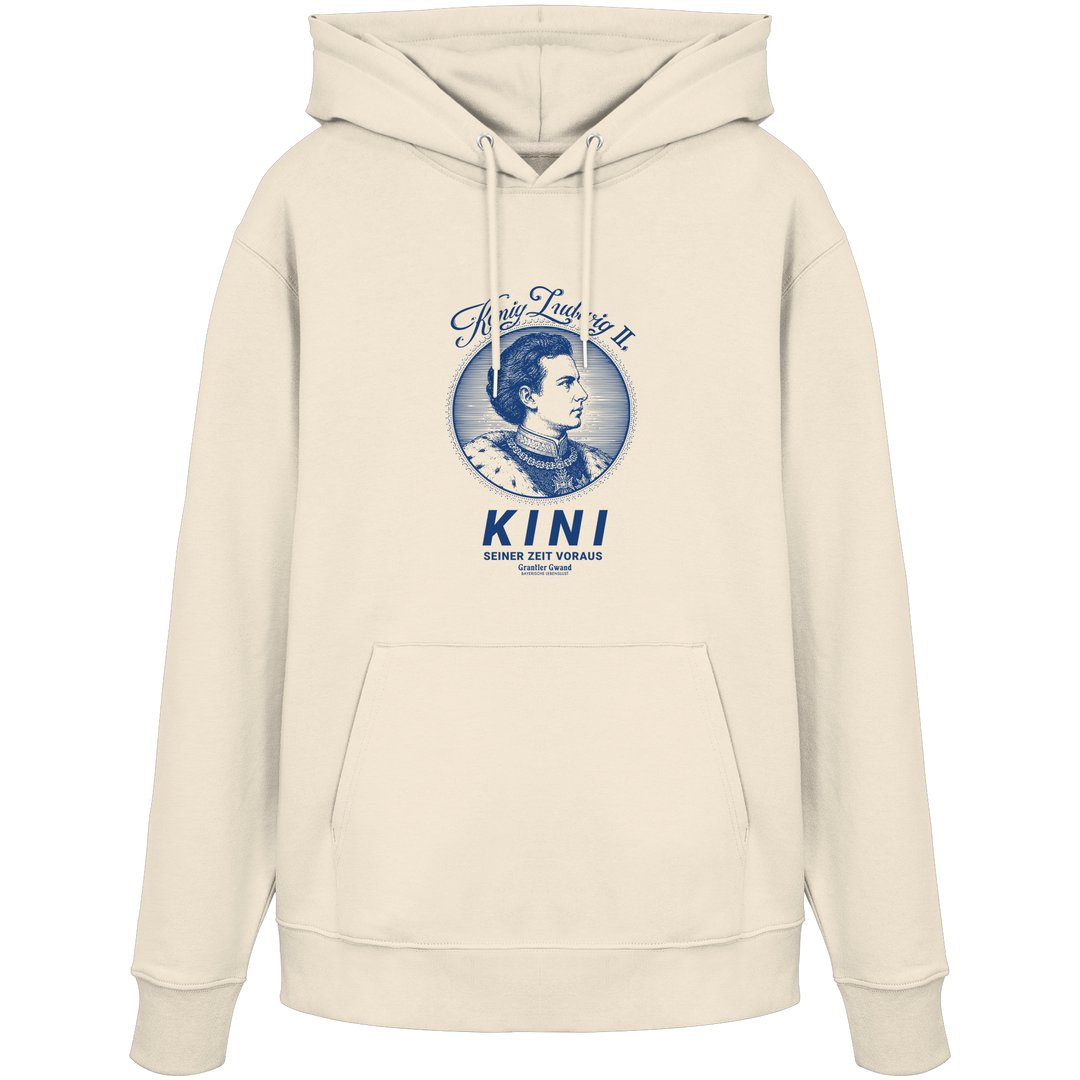 „Beiger Unisex Hoodie mit blauem Frontprint &