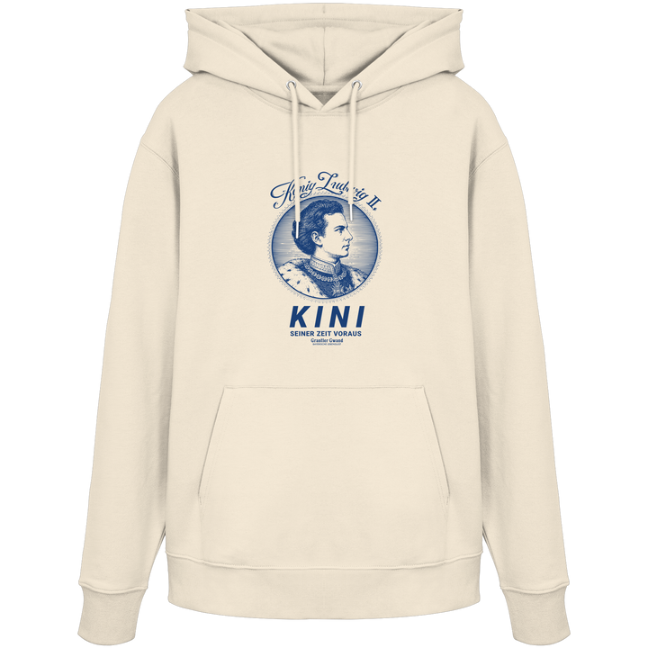 „Beiger Unisex Hoodie mit blauem Frontprint &