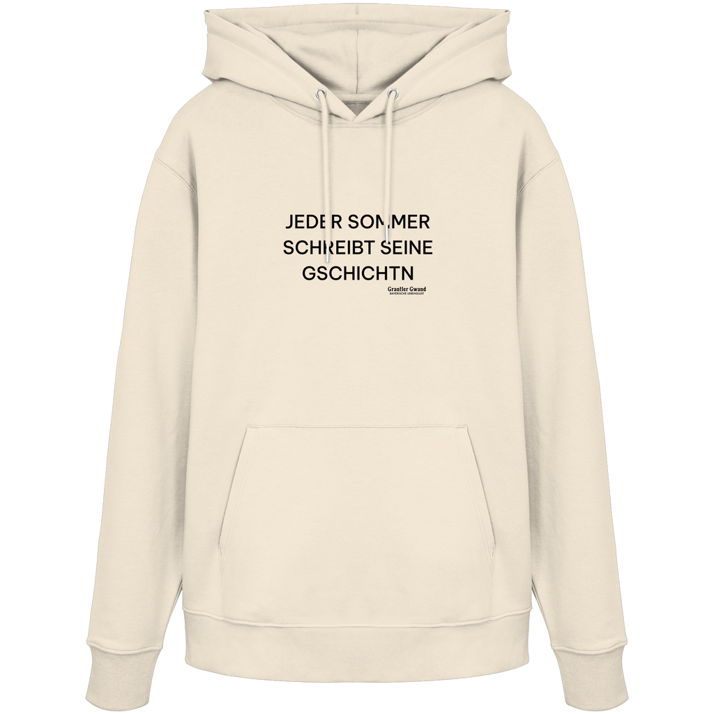Jeder Sommer schreibt seine Gschichtn - schwarze Variante - Frontprint - Hoodie