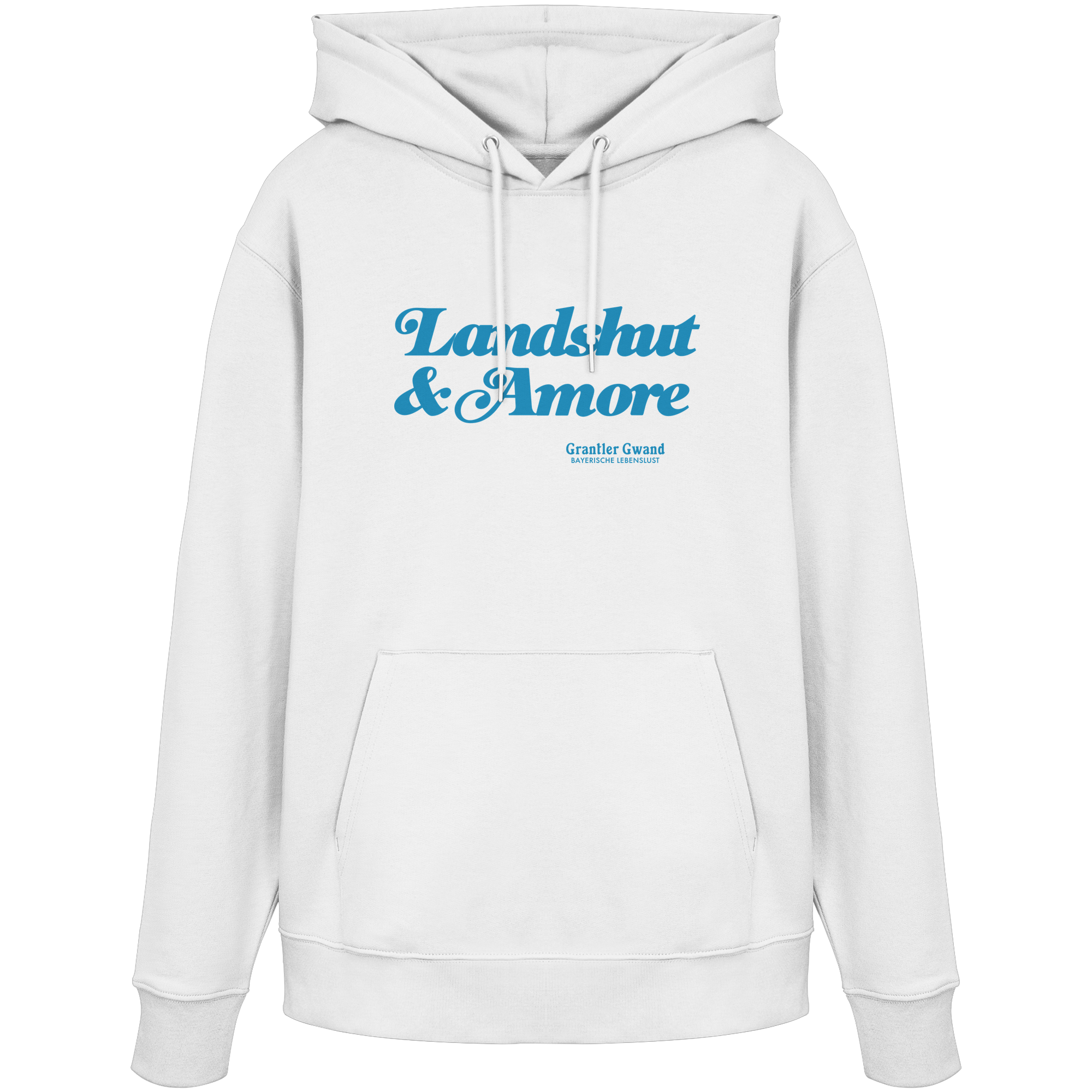 Landshut & Amore - blaue Variante - Frontprint - Hoodie