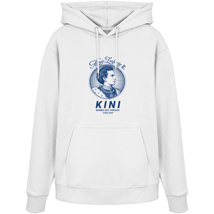 „Weißer Unisex Hoodie mit blauem Frontprint &