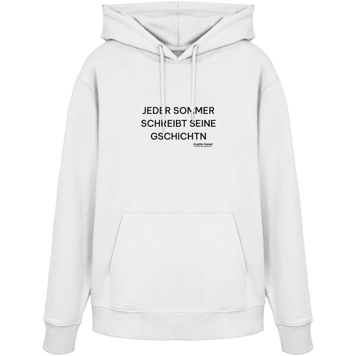 „Weißer Unisex Hoodie mit schwarzem Frontprint &