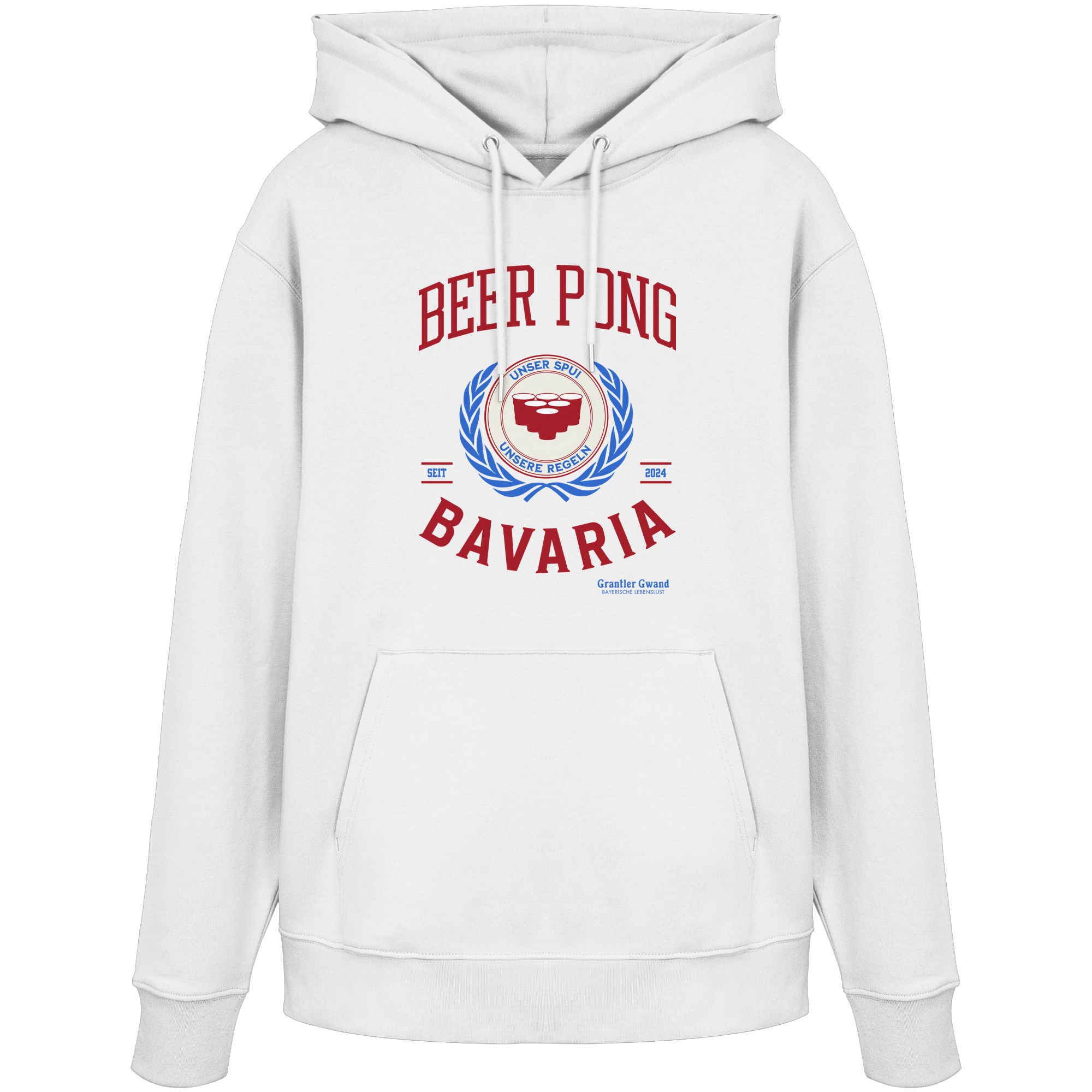 Beer Pong Bavaria  - rote Variante - Frontprint - Hoodie