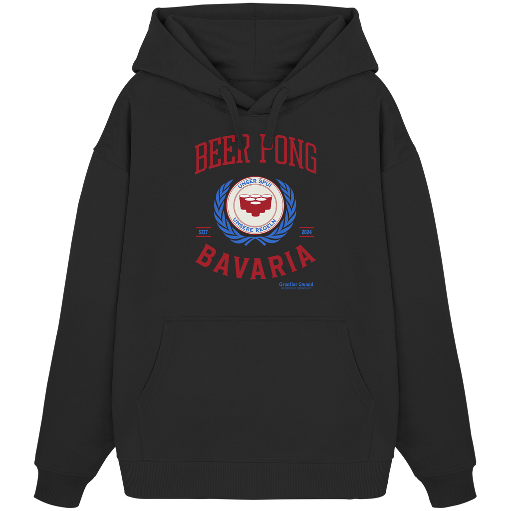 Beer Pong Bavaria - rote Variante - Frontprint - Oversize Hoodie