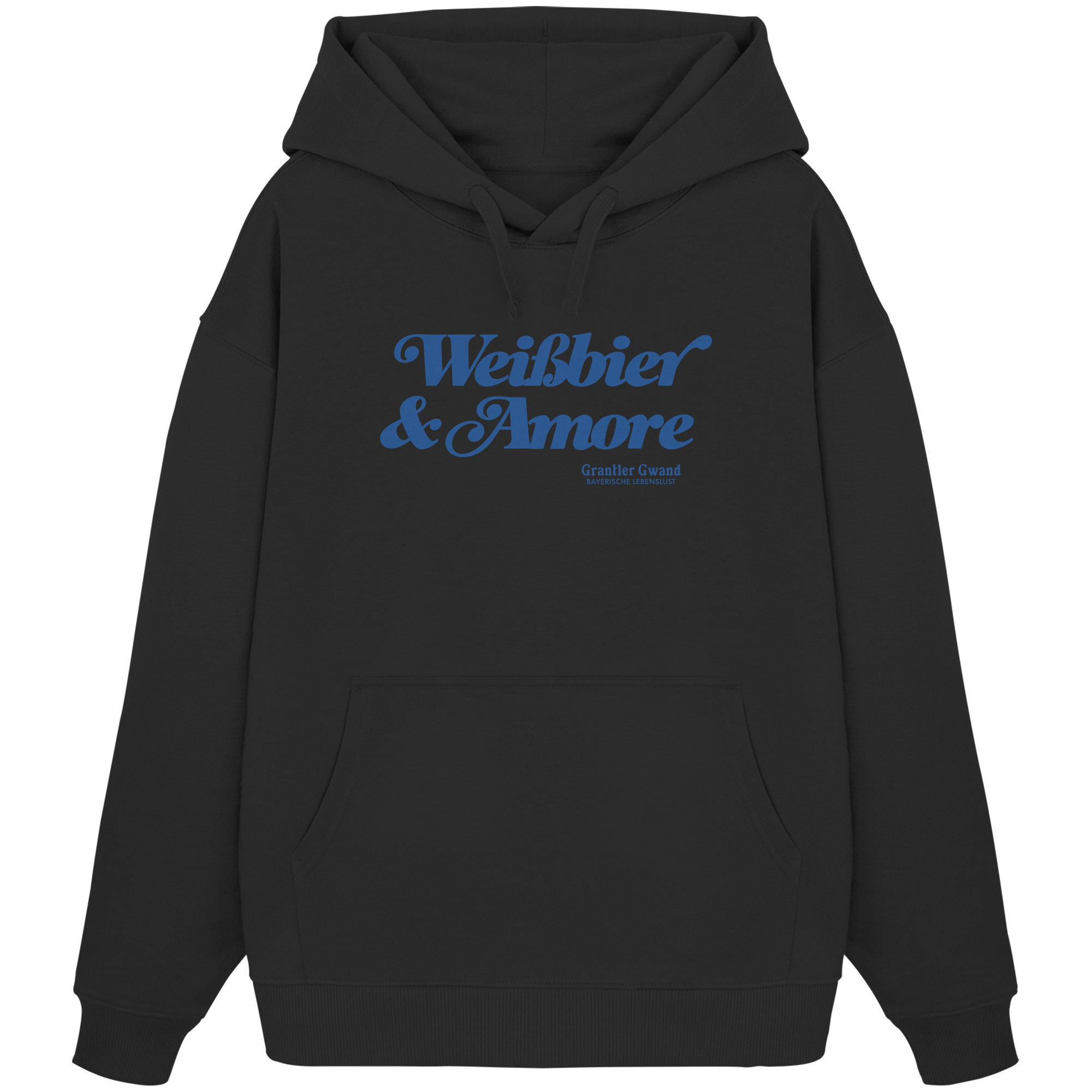 Weißbier & Amore - blaue Variante - Frontprint - Oversize Hoodie