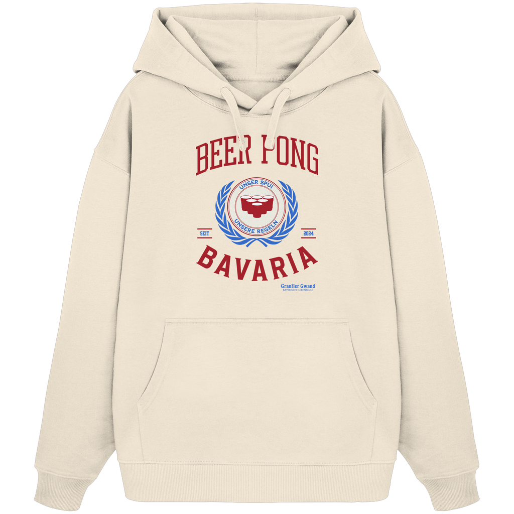 Beer Pong Bavaria - rote Variante - Frontprint - Oversize Hoodie