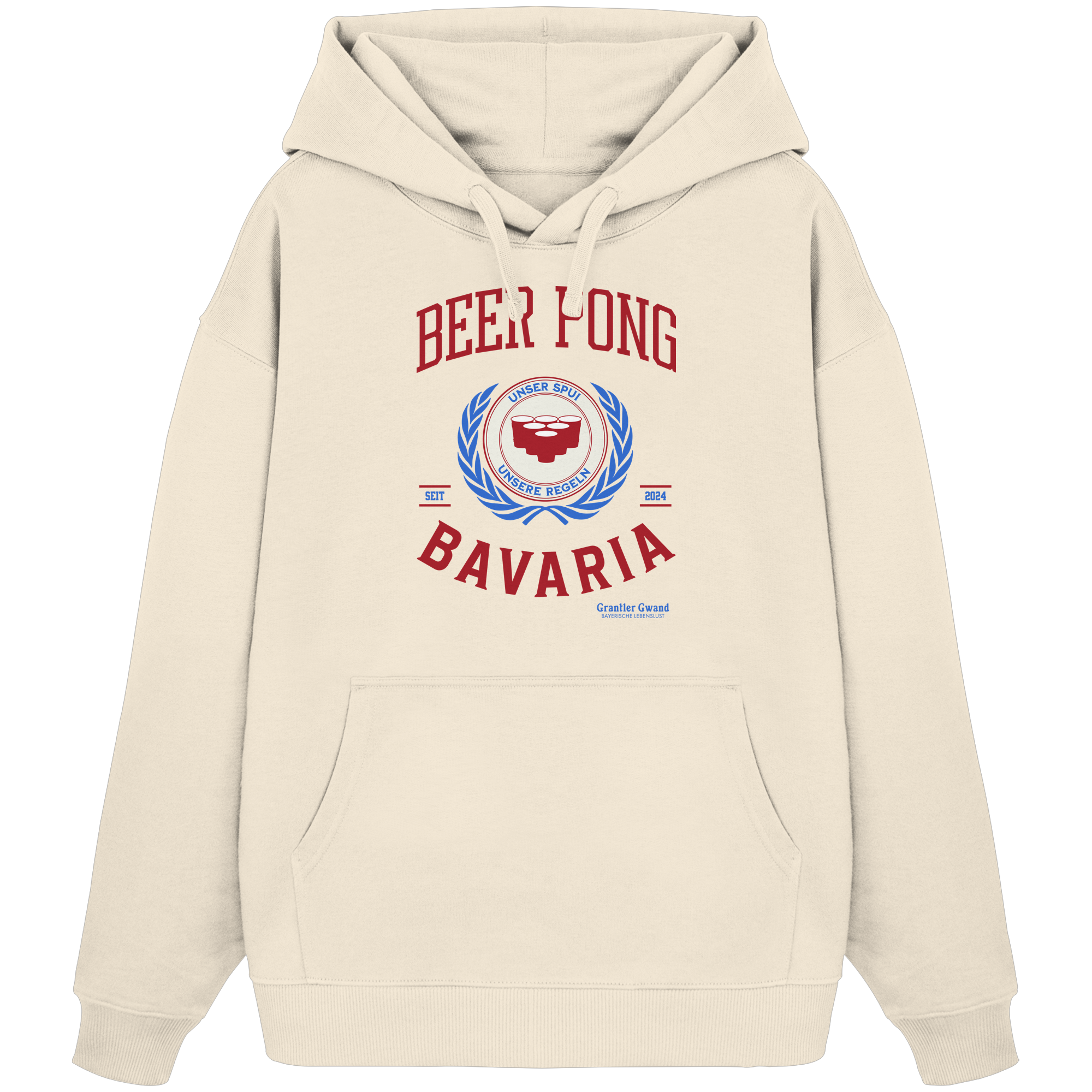 Beer Pong Bavaria - rote Variante - Frontprint - Oversize Hoodie