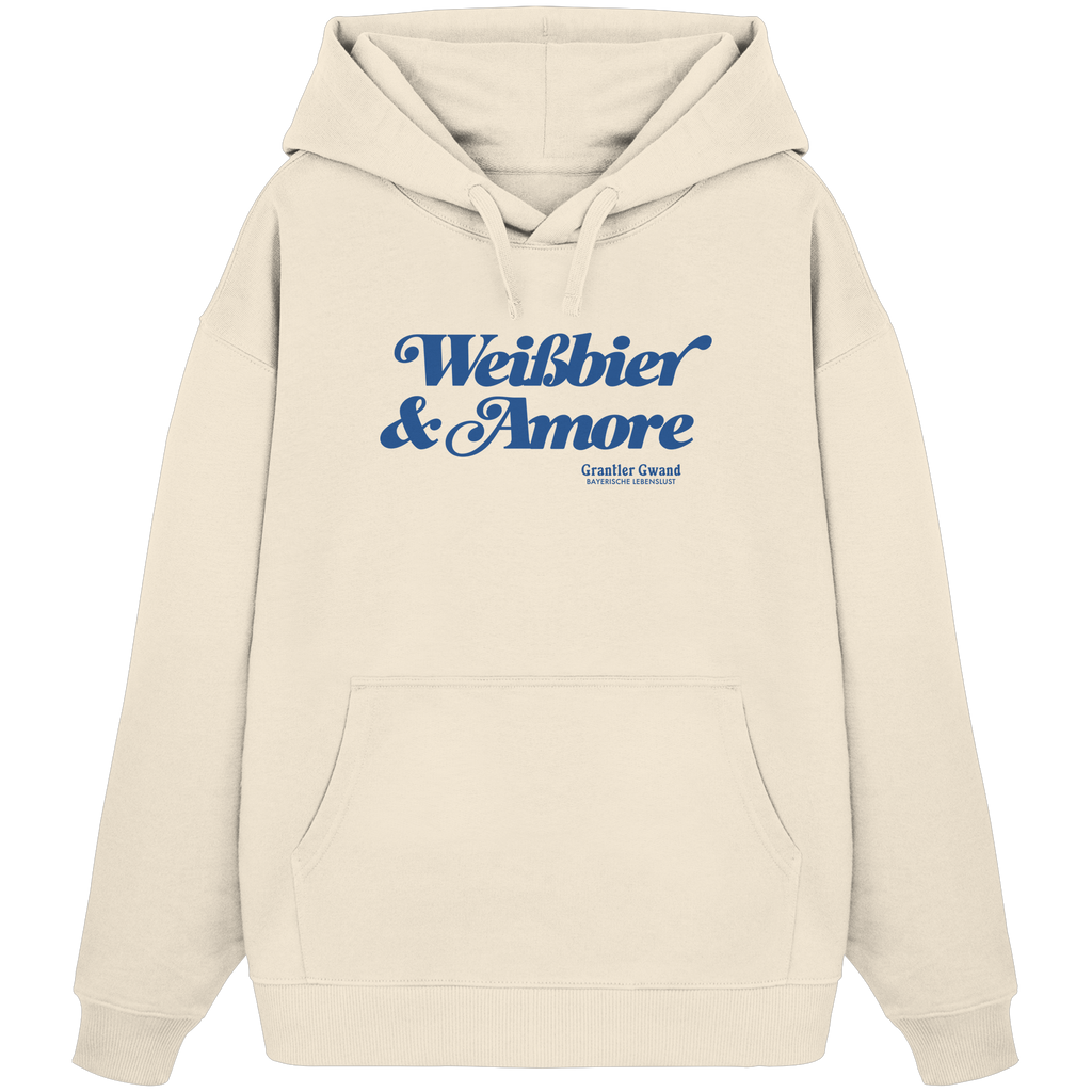 Weißbier & Amore - blaue Variante - Frontprint - Oversize Hoodie