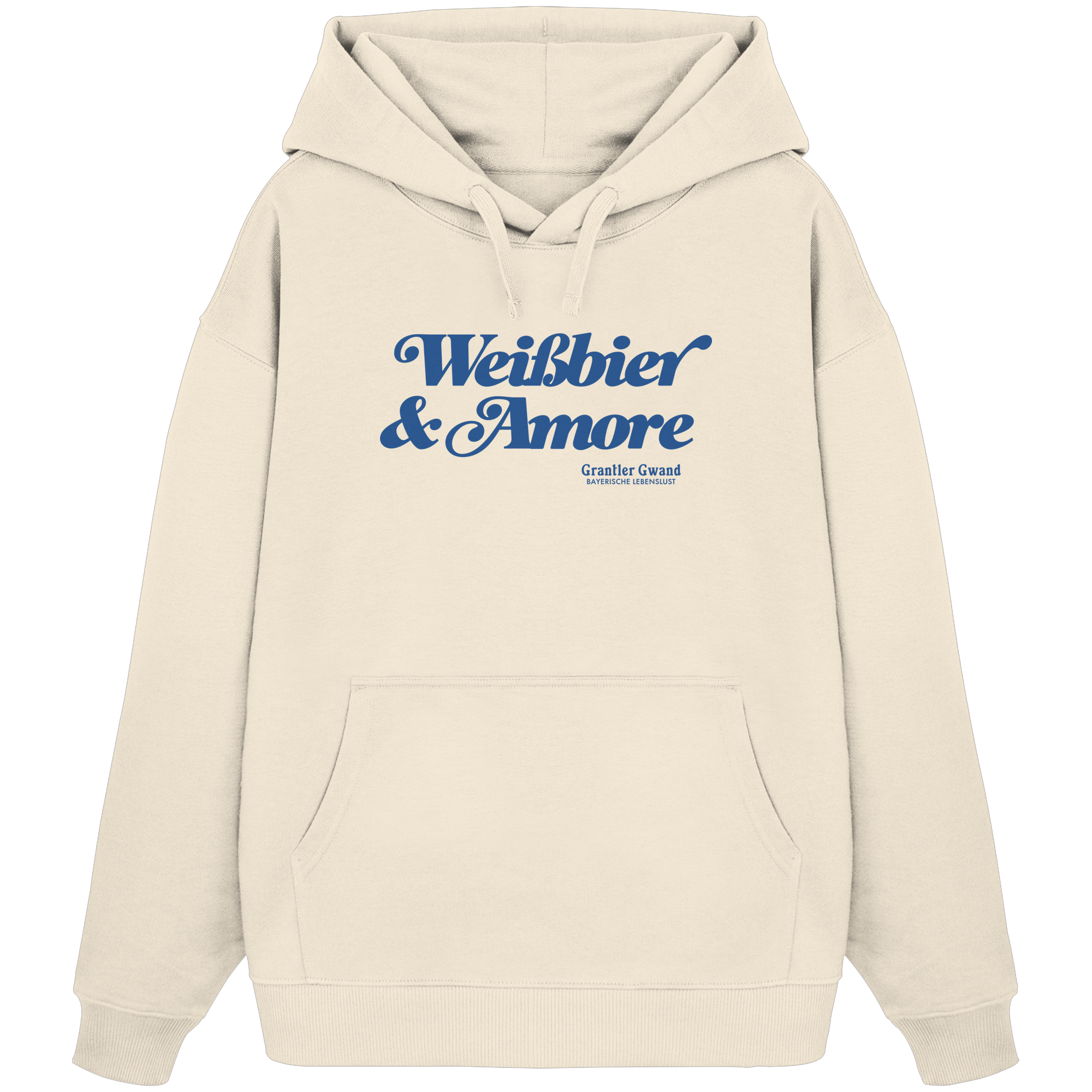 Weißbier & Amore - blaue Variante - Frontprint - Oversize Hoodie