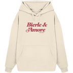Cremefarbener Oversize-Hoodie in schwerer Grammatur mit rotem „Bierle & Amore“-Frontprint – bayerische Streetwear von Grantler Gwand im modernen, minimalistischen Look.