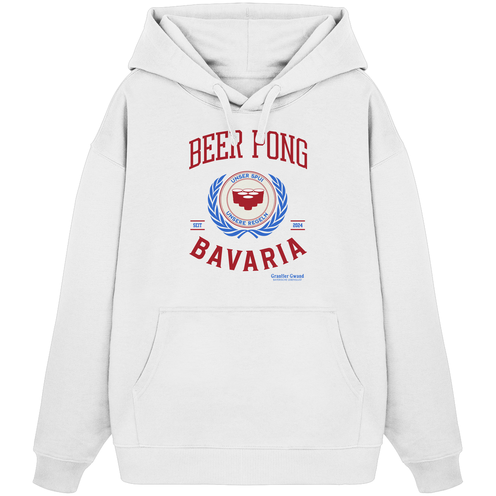 Beer Pong Bavaria - rote Variante - Frontprint - Oversize Hoodie