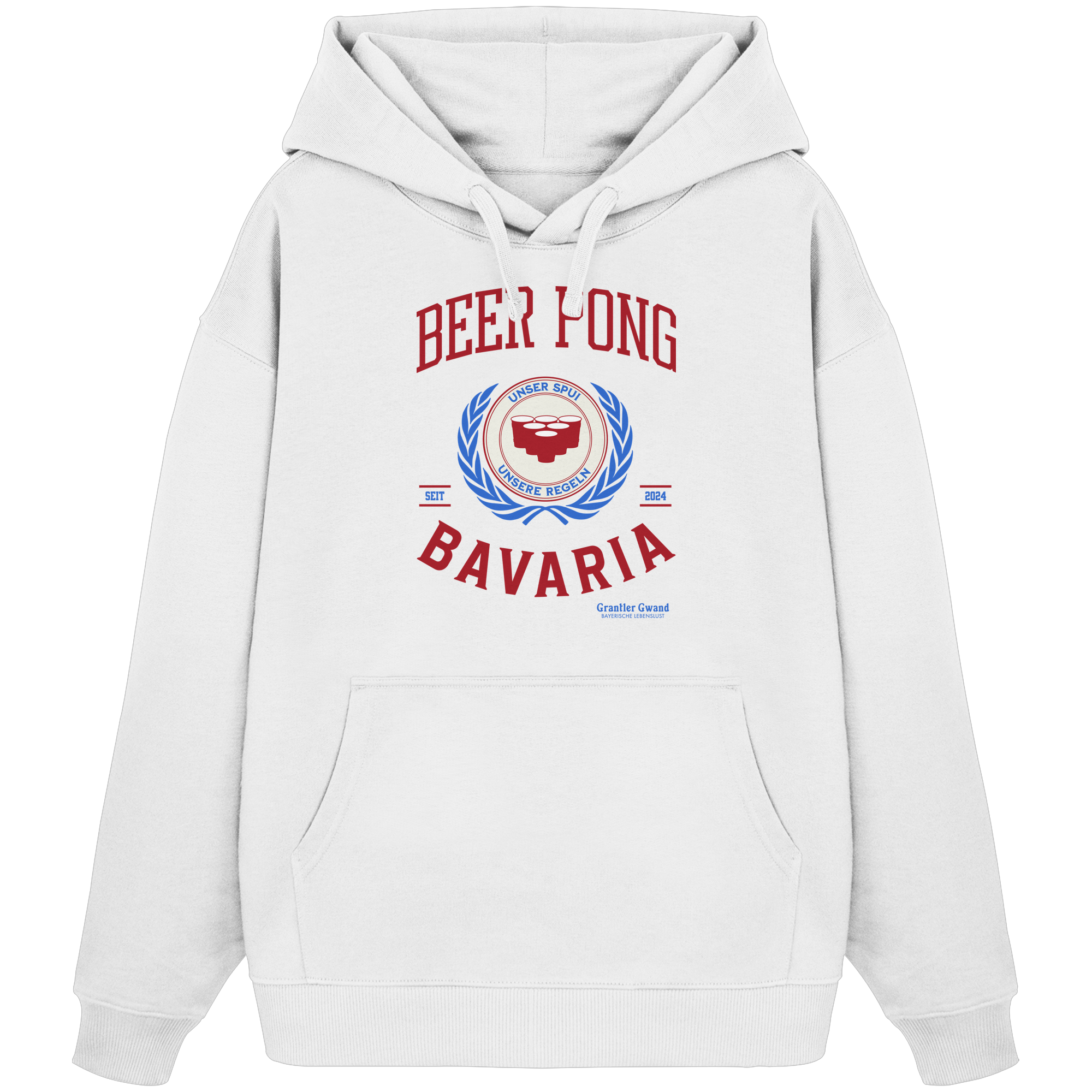 Beer Pong Bavaria - rote Variante - Frontprint - Oversize Hoodie