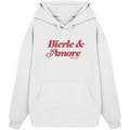 Weißer Oversize-Hoodie in schwerer Grammatur mit rotem „Bierle & Amore“-Frontprint – bayerische Streetwear von Grantler Gwand im modernen, minimalistischen Look.