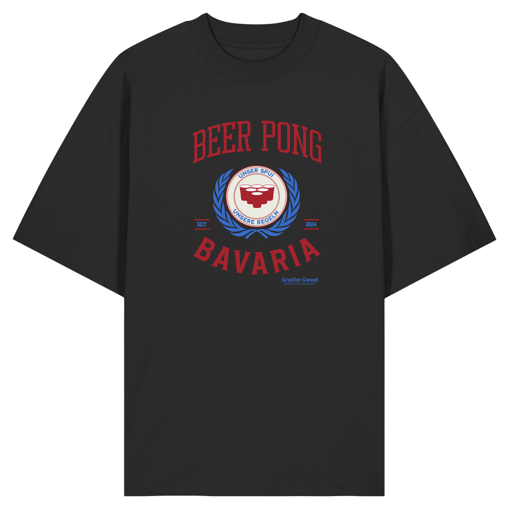 Beer Pong Bavaria  - rote Variante - Frontprint - Oversize Shirt
