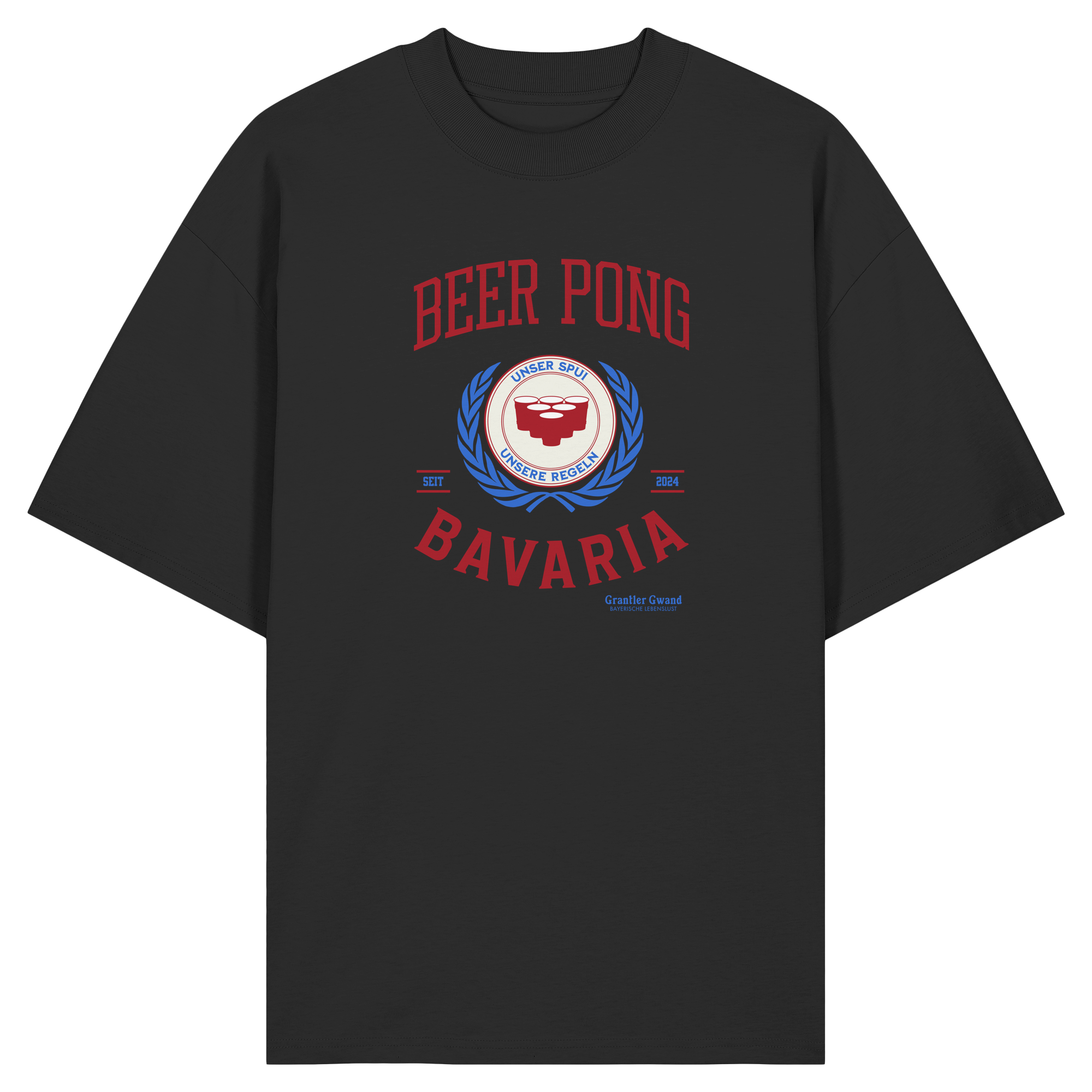 Beer Pong Bavaria  - rote Variante - Frontprint - Oversize Shirt