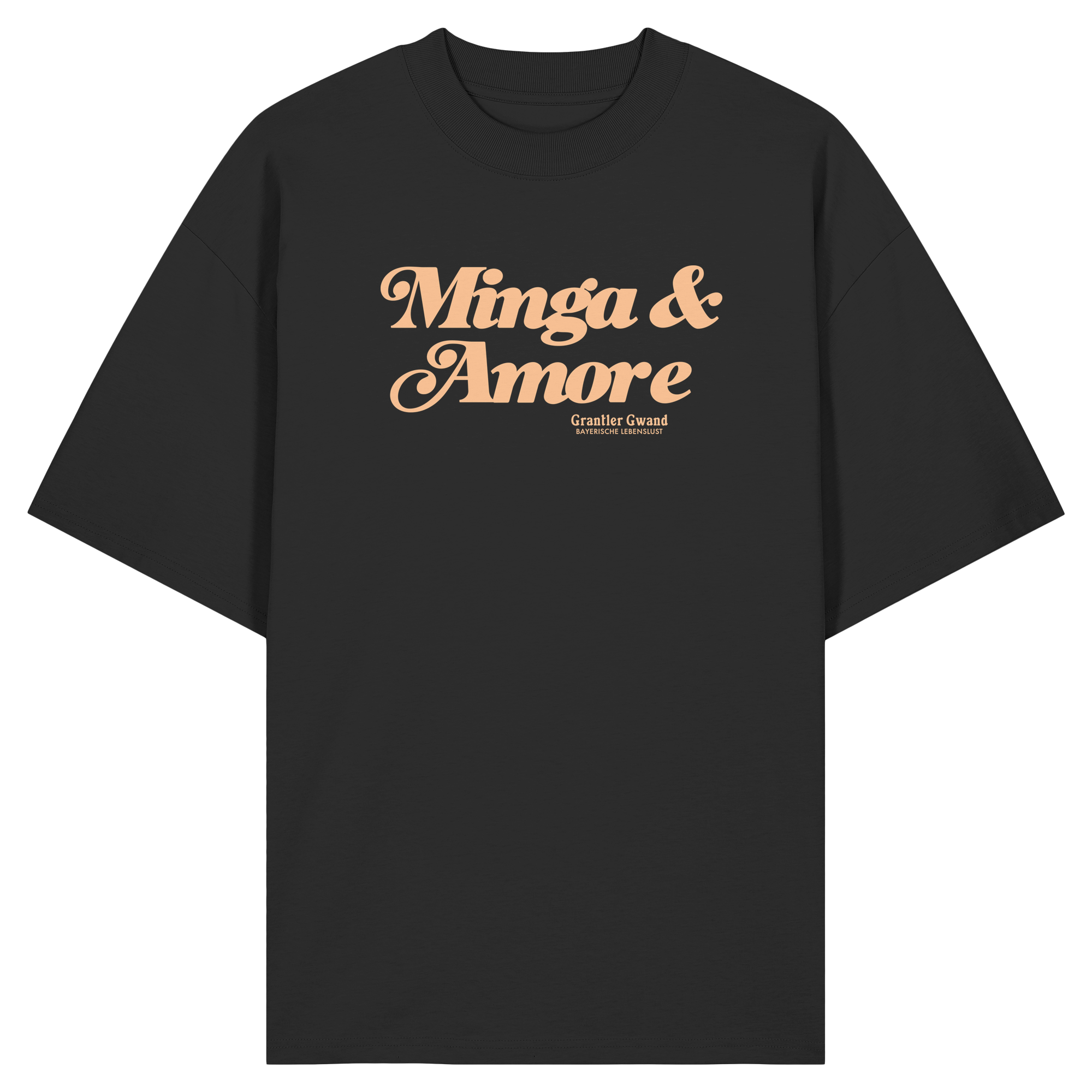 Minga & Amore - Apricot Variante - Frontprint - Oversize Shirt