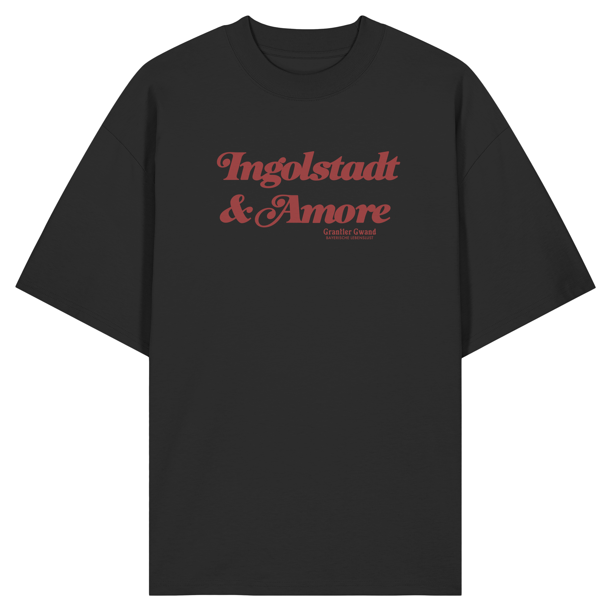 Ingolstadt & Amore - rote Variante - Frontprint - Oversize Shirt