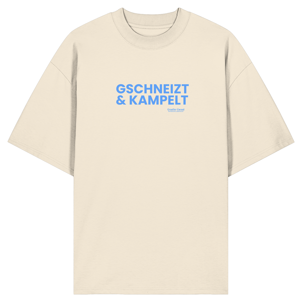 Gschneizt & Kampelt - blaue Variante - Frontprint - Oversize Shirt