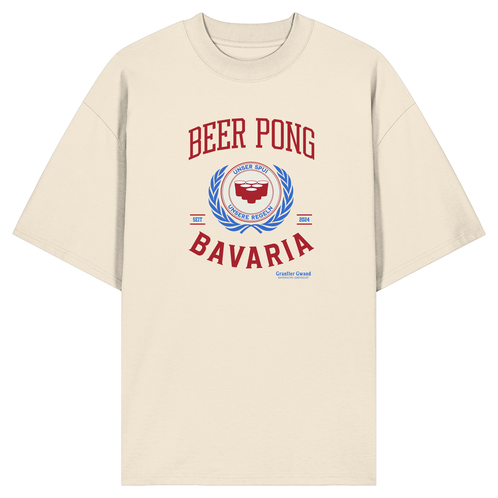 Beer Pong Bavaria  - rote Variante - Frontprint - Oversize Shirt