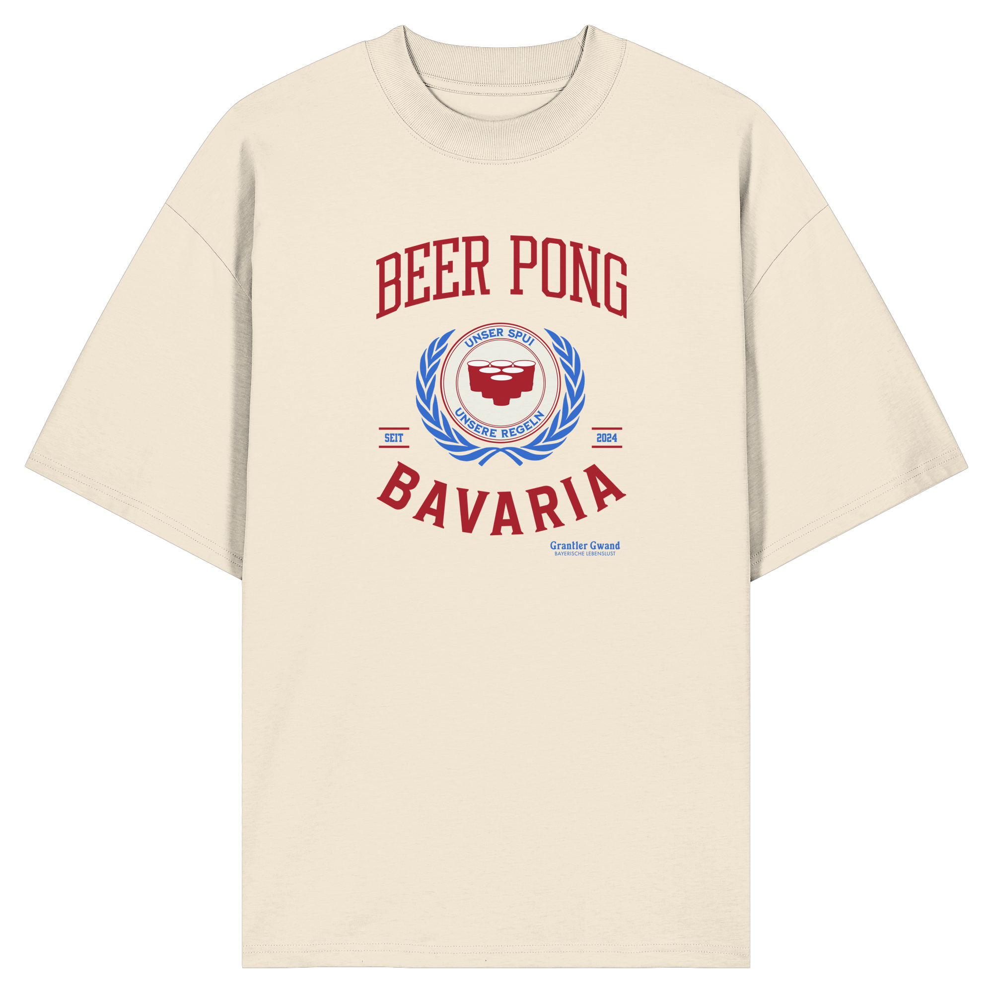 Beer Pong Bavaria  - rote Variante - Frontprint - Oversize Shirt