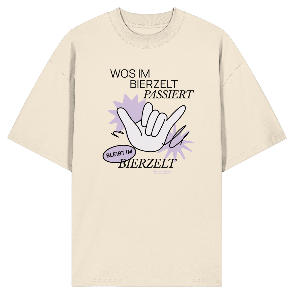 Wos im bierzelt Passiert - Lila Variante - Frontprint - Oversize Shirt