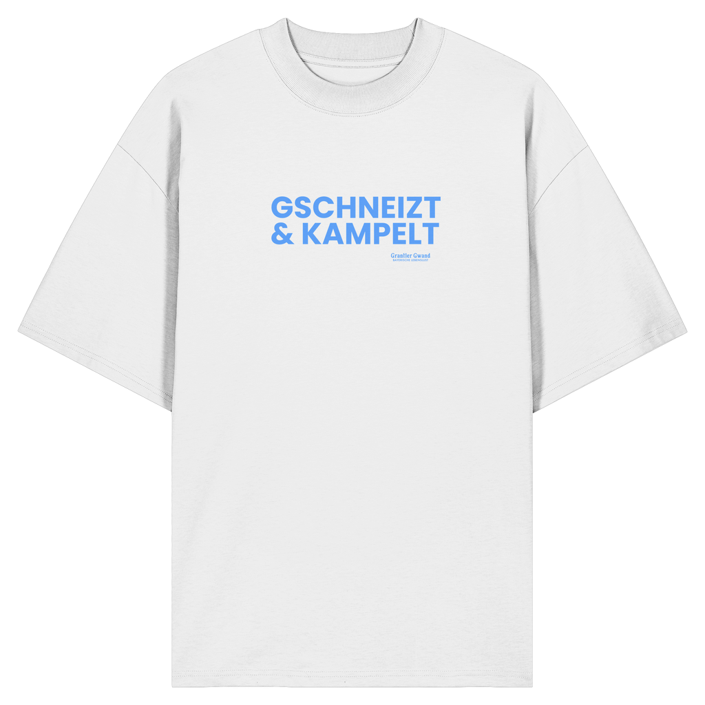 Gschneizt & Kampelt - blaue Variante - Frontprint - Oversize Shirt