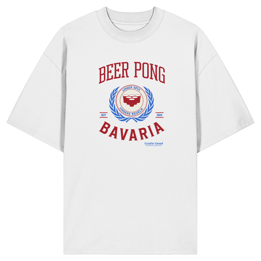 Beer Pong Bavaria  - rote Variante - Frontprint - Oversize Shirt