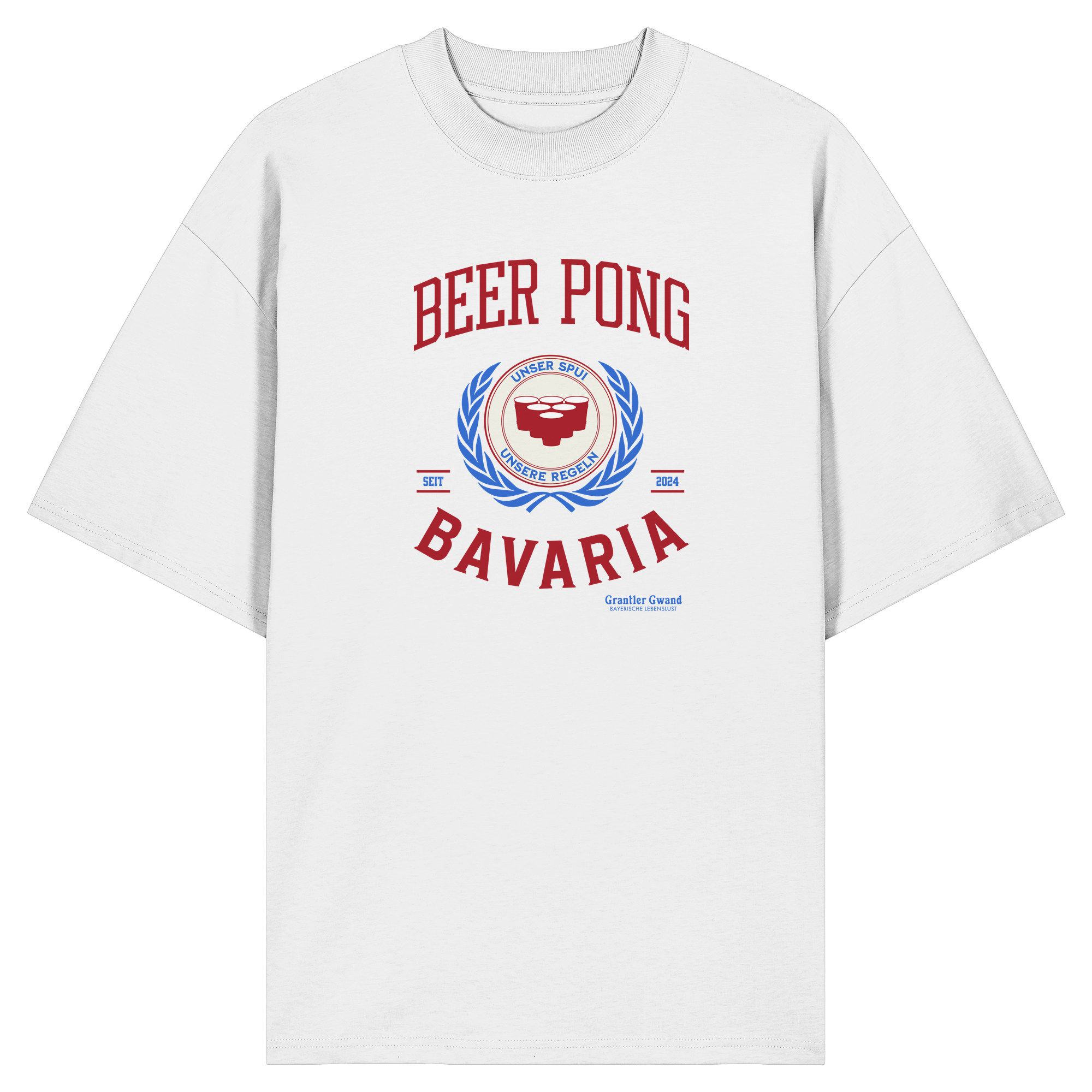 Beer Pong Bavaria  - rote Variante - Frontprint - Oversize Shirt