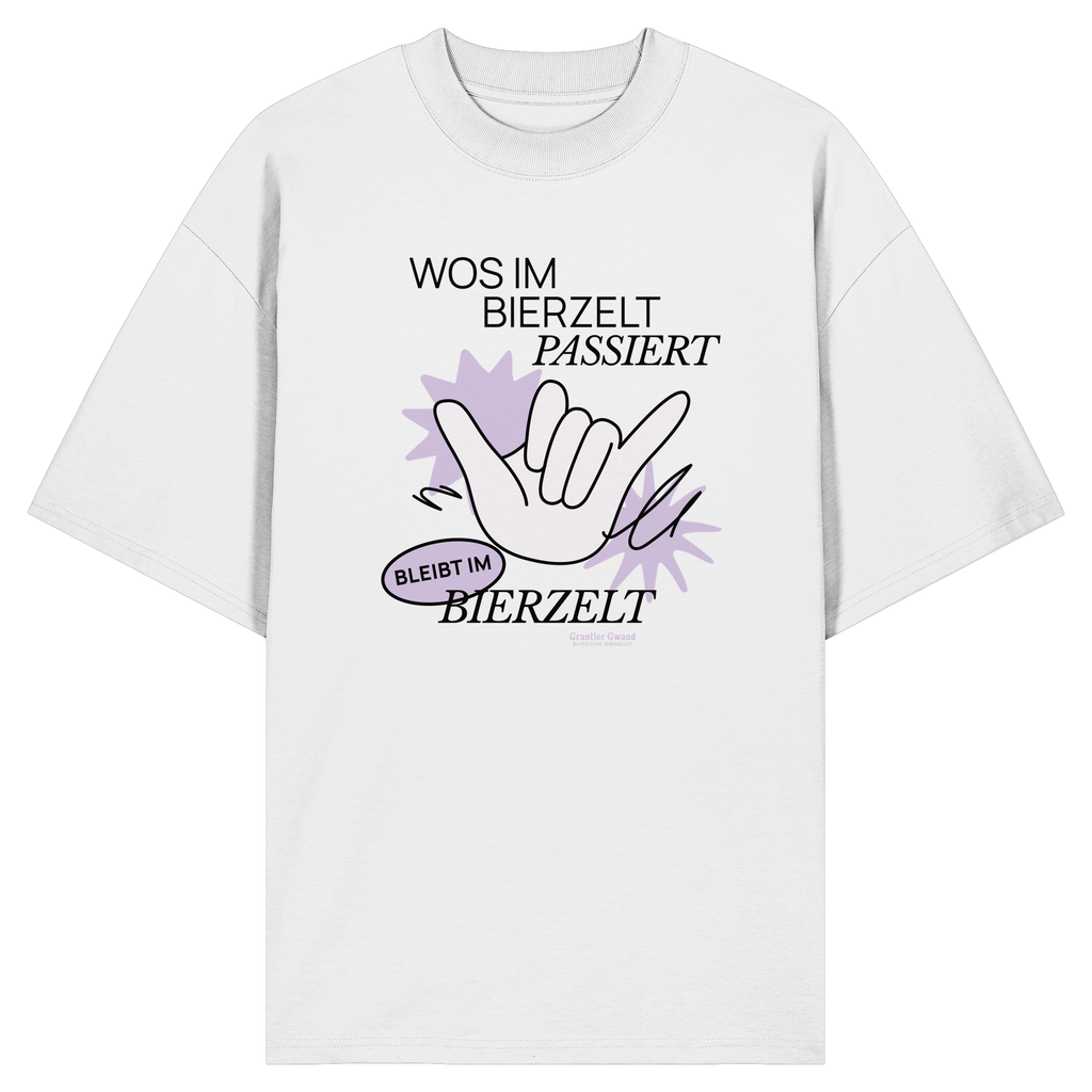 Wos im bierzelt Passiert - Lila Variante - Frontprint - Oversize Shirt