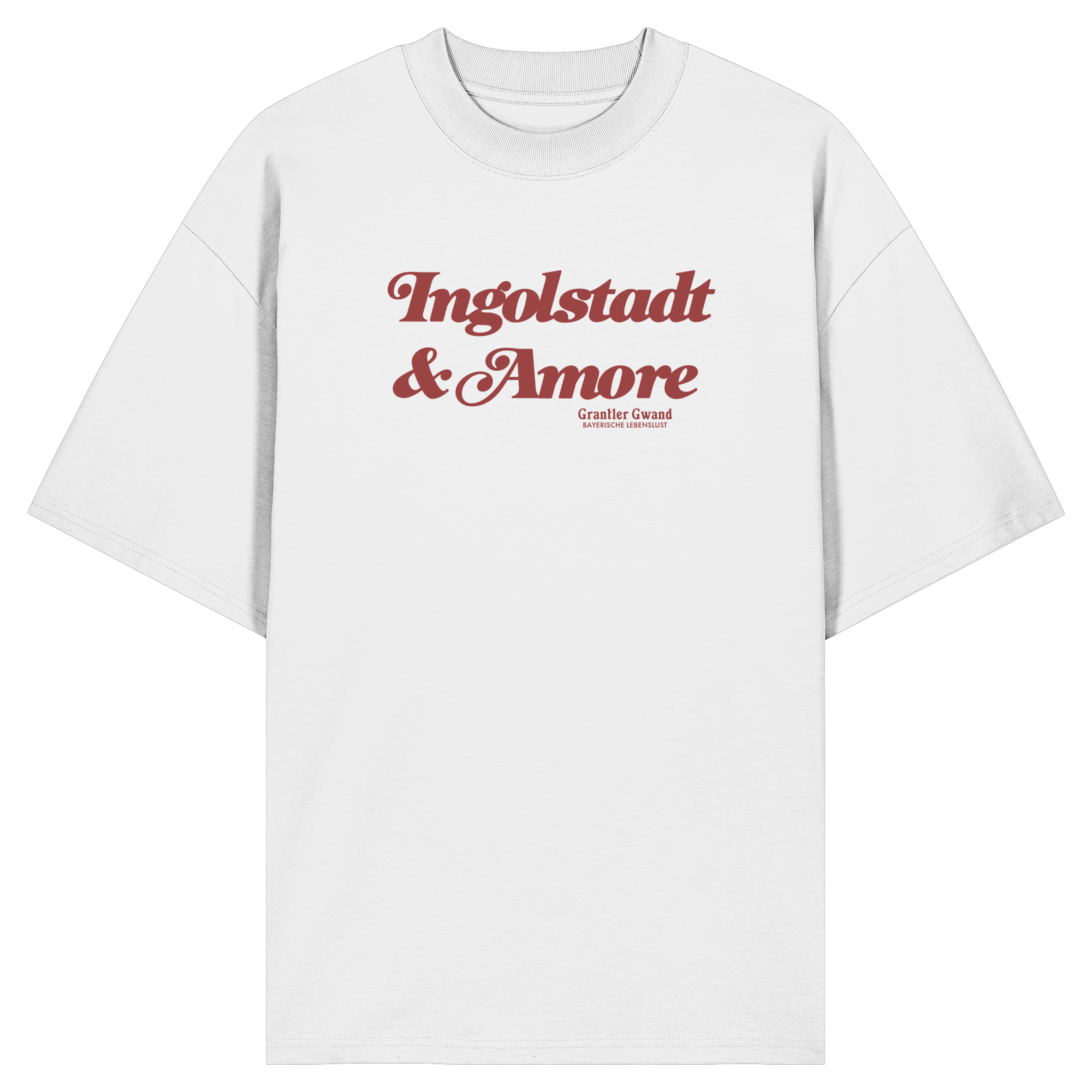 Ingolstadt & Amore - rote Variante - Frontprint - Oversize Shirt