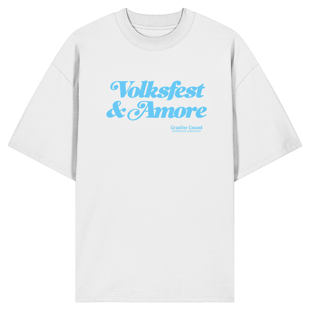 Volksfest & Amore - blaue Variante - Frontprint - Oversize Shirt