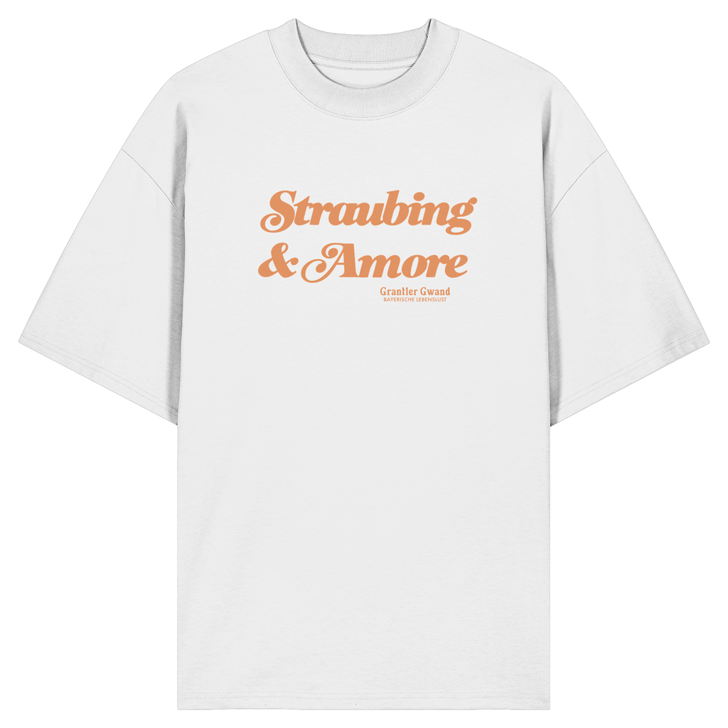 Straubing & Amore - orangene Variante - Frontprint - Oversize Shirt