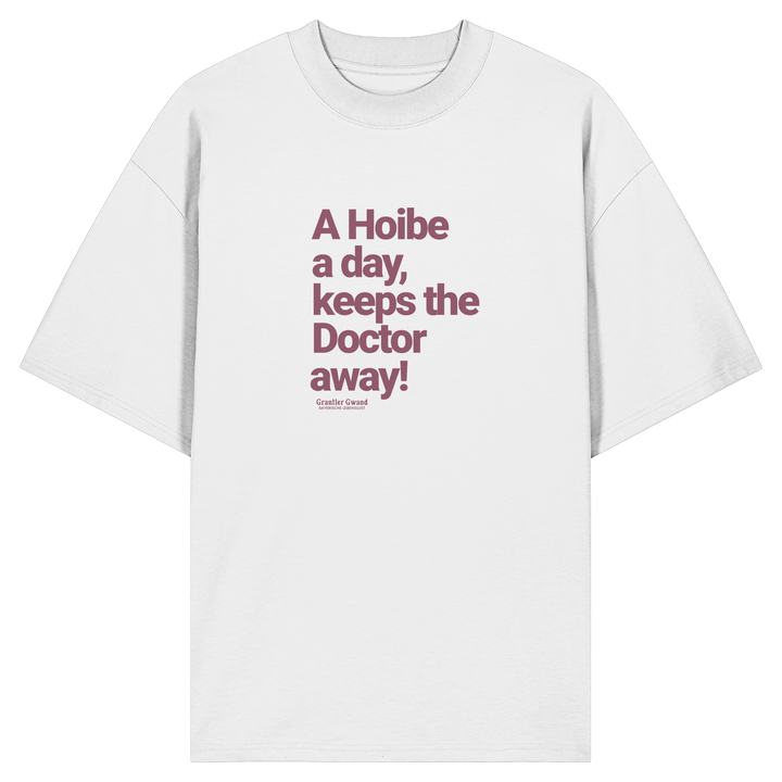 Weißes Oversize Shirt mit rotem typografischem Frontprint im minimalistischen Design – hochwertiges Bio Oversize Shirt von Grantler Gwand.
