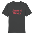 Anthracites Unisex T-Shirt mit rotem „Bierle & Amore“-Frontprint – bayerische Streetwear von Grantler Gwand im modernen, minimalistischen Look.